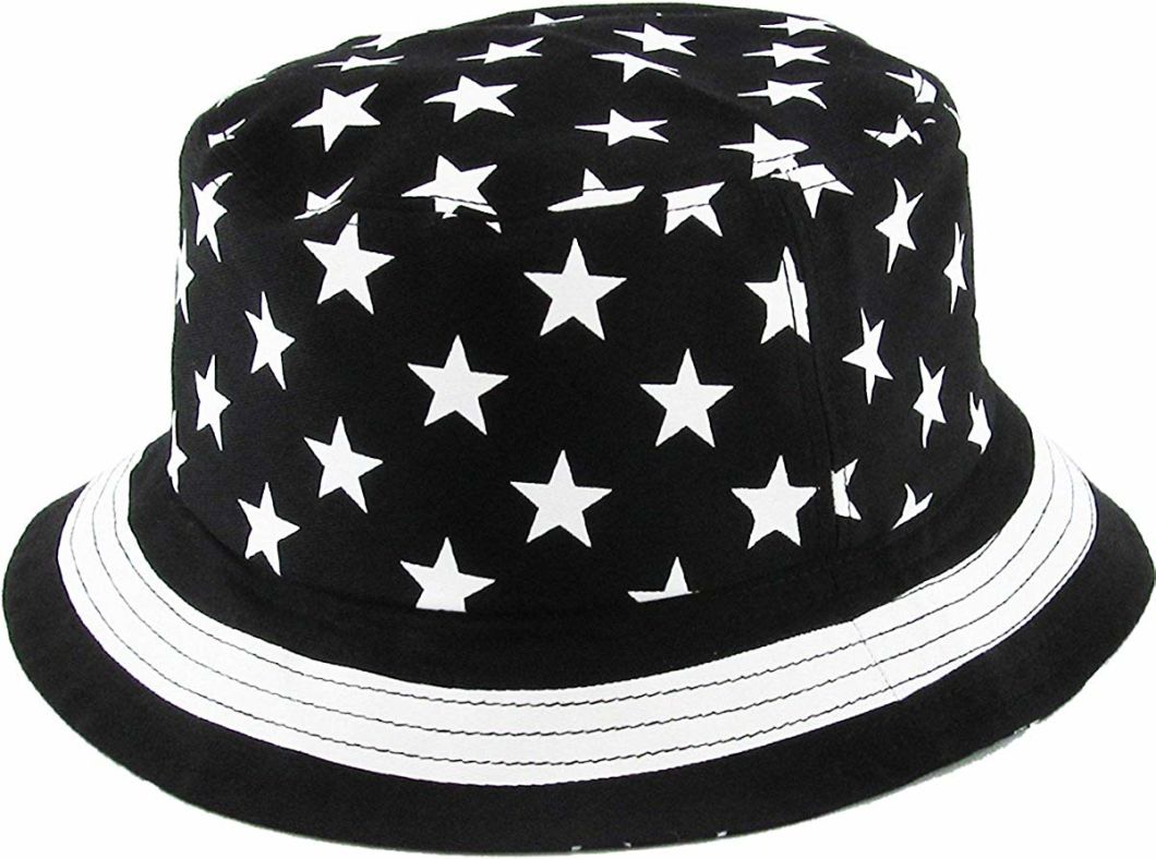 Cotton Durable Smooth Print Bucket American Flag Hat Summer Boonie