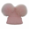 Toddler Beanie Knitted Fur Raccoon Hat with Double Big Ball Pompom for Baby Children