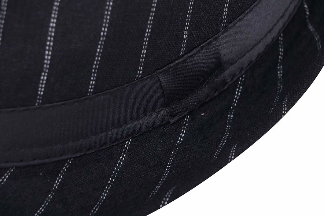 Cotton Gangster Fedora Striped Curved Short Brim Michael Jackson Hat