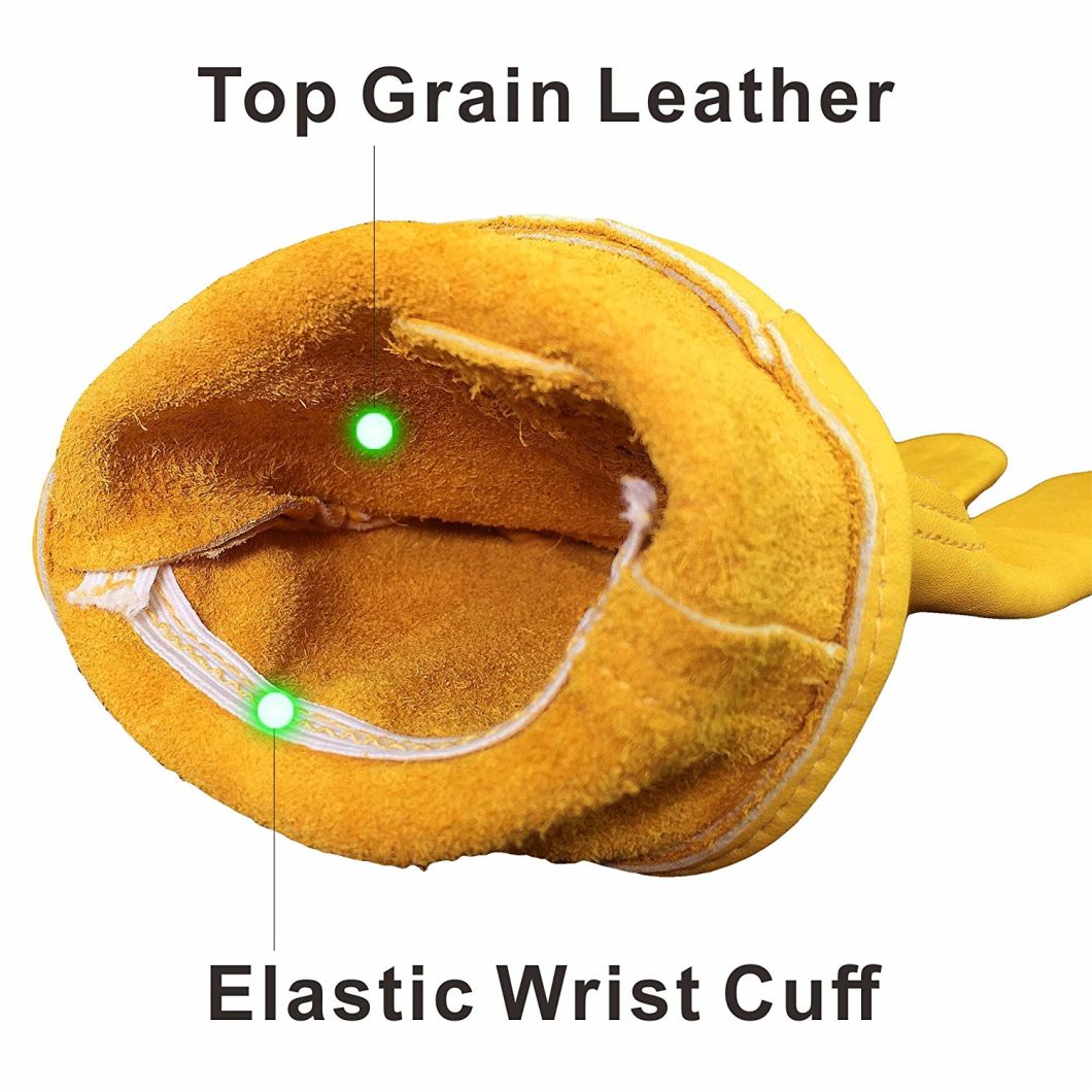 BSCI Audit 100% Leather Gloves Working with Elastic Wrist Cotton Lining