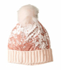 BSCI Audit Ribbed Knit Folded Cuff Crushed POM Velvet Hat