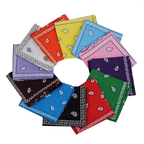 100% Cotton Fashion Accessories Double Sided Print Handkerchief Headwrap Headband Scarf Bandana