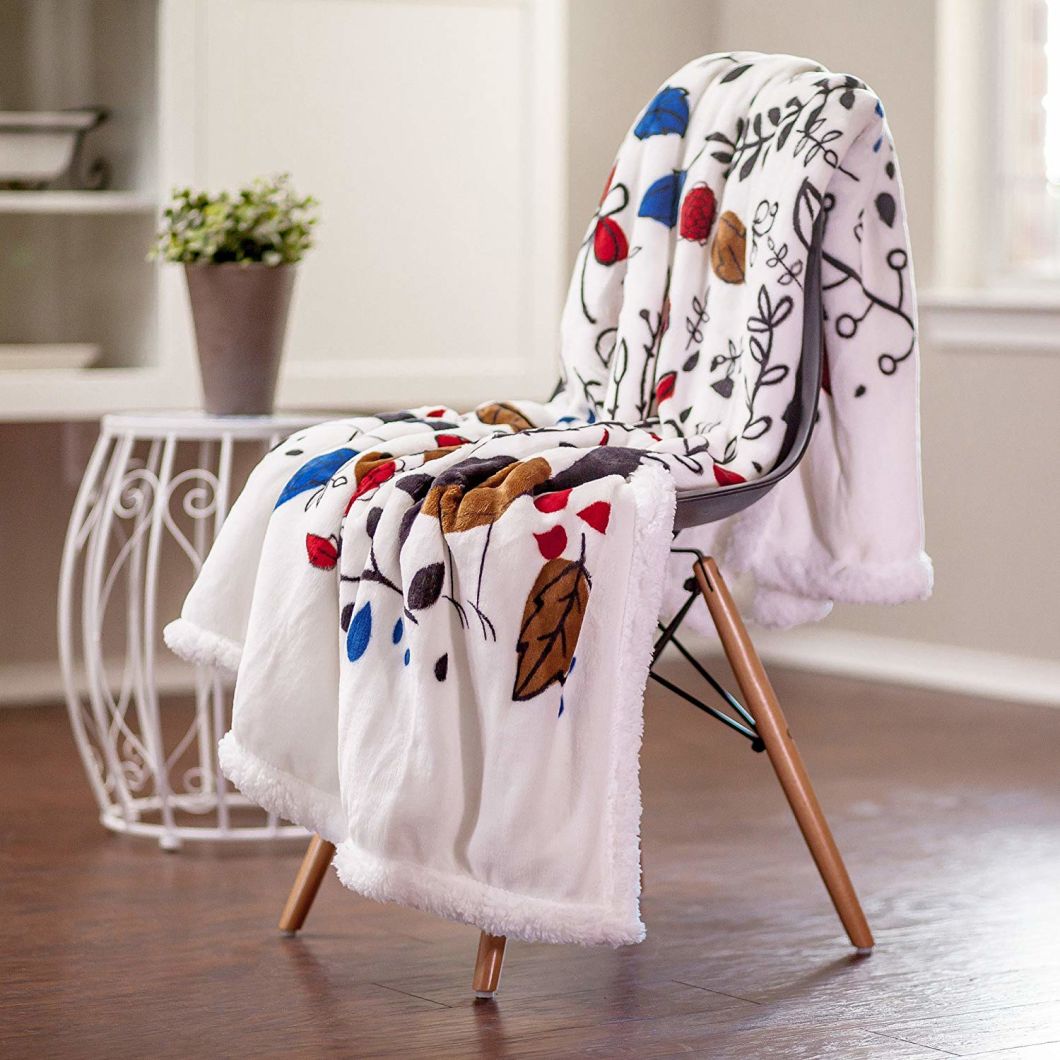 Wholesale Custom Plush Sherpa Fabric Print Blanket Fleece Super Soft