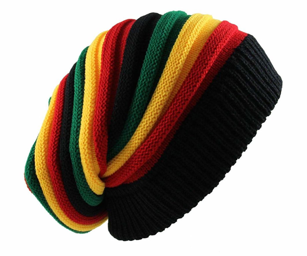 Acrylic Slouchy Reggae Style Stretchable Knitted Slinky Beanie Rasta Hat