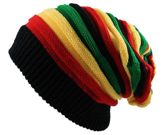 Acrylic Slouchy Reggae Style Stretchable Knitted Slinky Beanie Rasta Hat