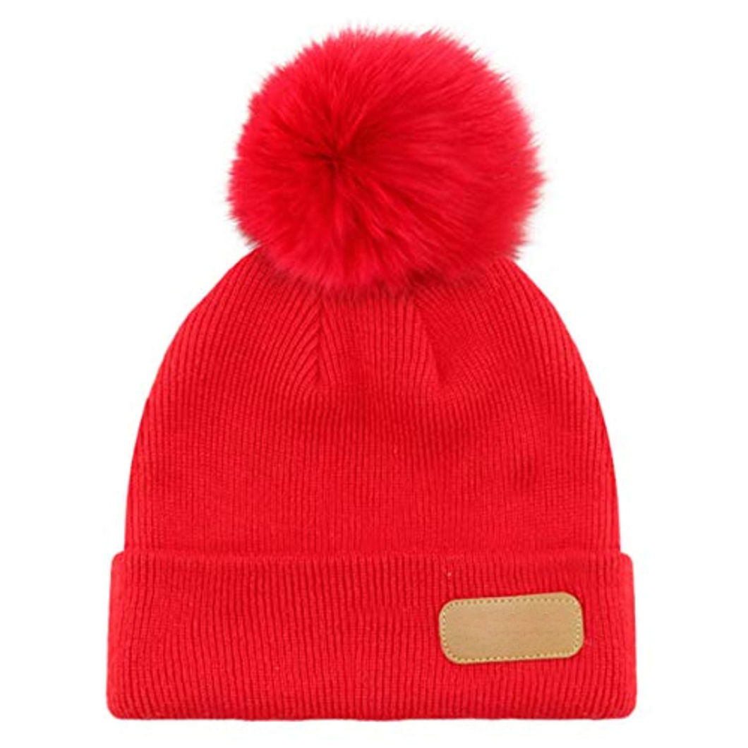 Children Winter Warm Beanie Knitted POM POM Baby Fur Hat