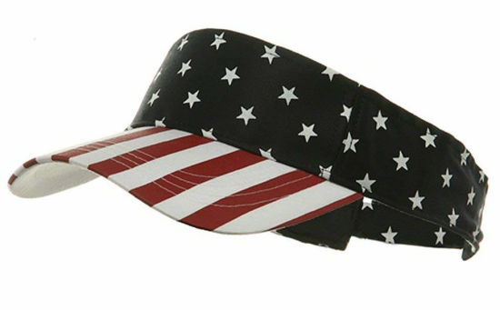 BSCI Audit 100% Cotton Adjustable USA Flag USA Star Stripe Print Visor