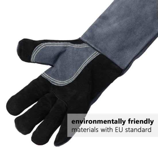 Custom Heat Resistant Leather Welding Gloves with Long Sleeve and Insulated Cotton Lining