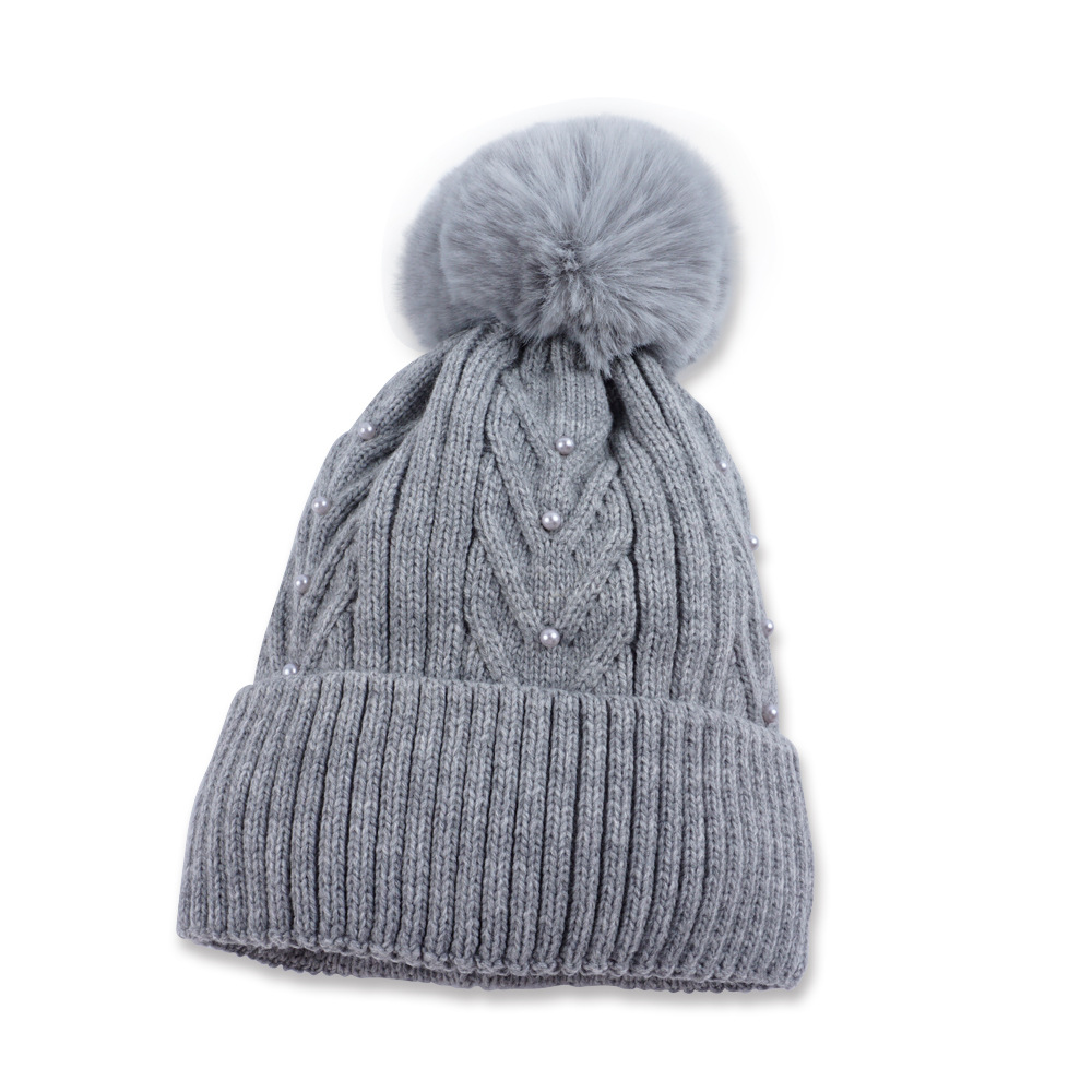 Acrylic Winter Warm Beanie Knitted Ski Hat with POM POM