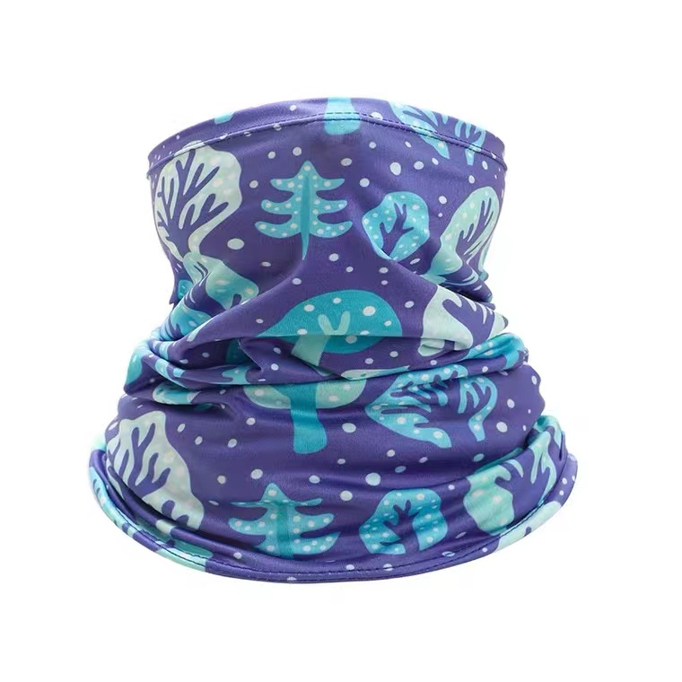 Attached Neck Cover Printed Hat and Cap with Curved Brim