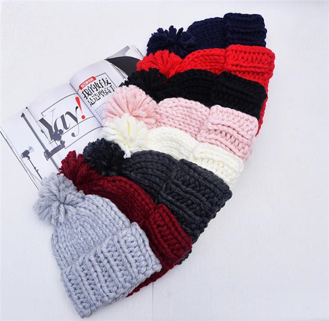 BSCI Audit Ribbed Knit Folded Cuff Crushed POM Velvet Hat