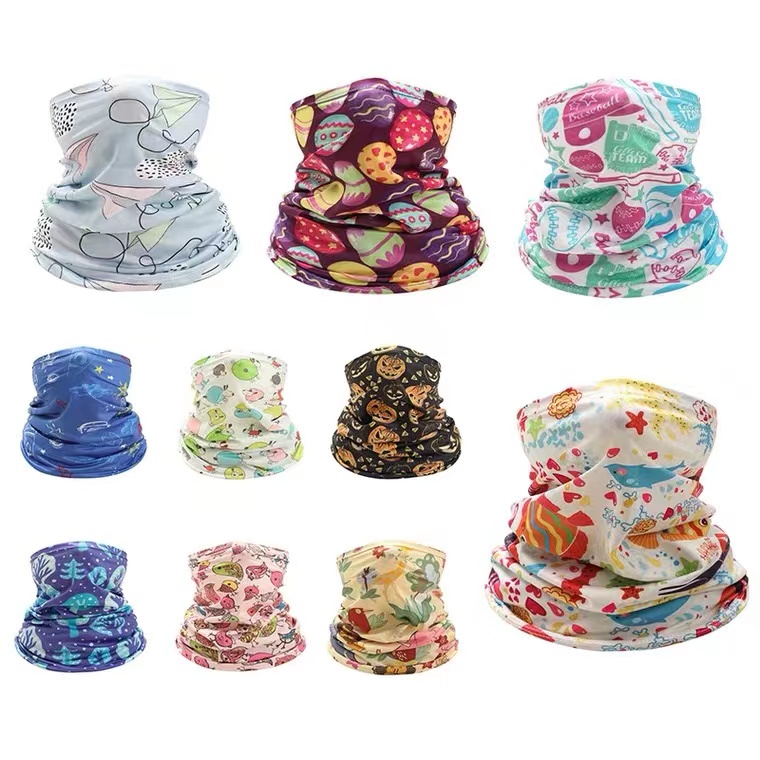 Attached Neck Cover Printed Hat and Cap with Curved Brim