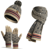 Acrylic Winter Unisex Warm Striped Beanie Knitted Hat Glove Sets