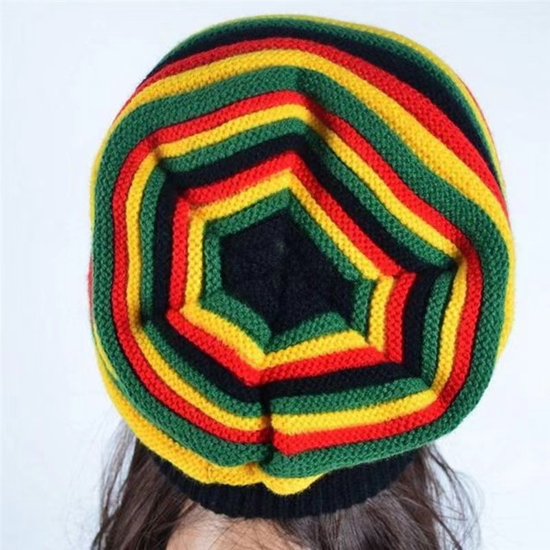 Acrylic Slouchy Reggae Style Stretchable Knitted Slinky Beanie Rasta Hat