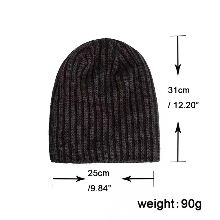 100% Acrylic Double-Laver Winter Warm Soft Knit Slouch Beanie Hat