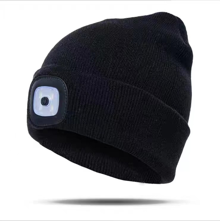 USB Rechargeable Unisex Winter Lighted Beanie Knitted Hat LED