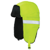 Hi-Vis Reflective Safety Winter Hat with Ear Flaps – Windproof Insulated Work Cap, Faux Fur Lined Trapper Hat for Cold Weather