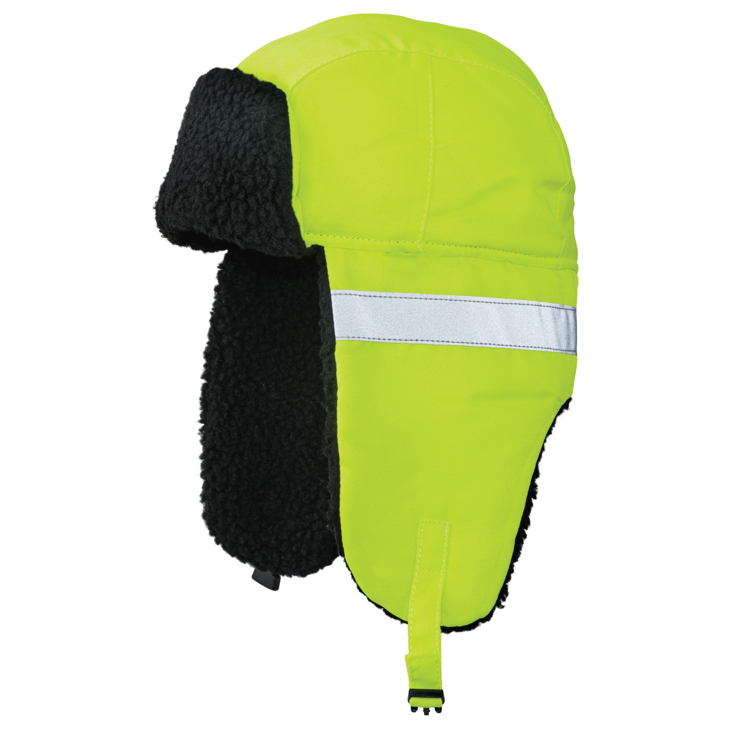 Hi-Vis Reflective Safety Winter Hat with Ear Flaps – Windproof Insulated Work Cap, Faux Fur Lined Trapper Hat for Cold Weather
