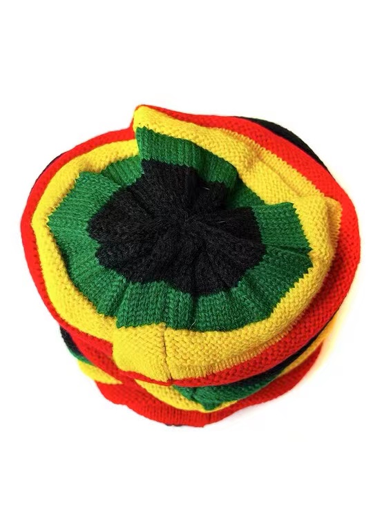 Acrylic Slouchy Reggae Style Stretchable Knitted Slinky Beanie Rasta Hat