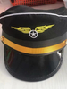 Cotton Unisex Gold Band Embroidered Pilot Hat for Costume Uniform